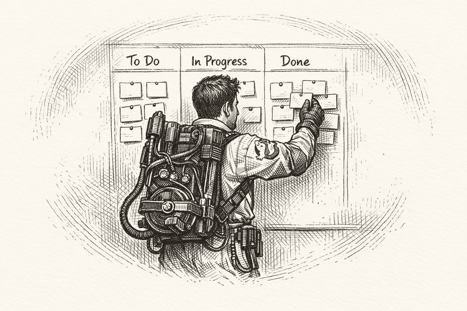 Ghostbuster updating kanban board.